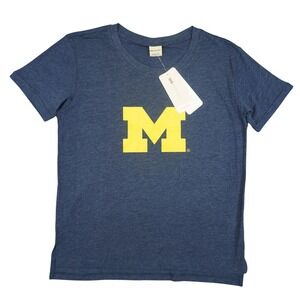 NEW Michigan Wolverines T-Shirt Women Small Blue Heathered M Logo Short Sleeve
